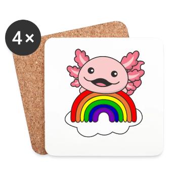 Axolotl bunter Regenbogen für Kinder süßes Axolotl - Untersetzer (4er-Set) - Weiß - Vorne