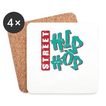 Street Hip Hop Musikrichtung Rap Graffiti - Untersetzer (4er-Set) - Weiß - Vorne