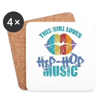This Girl Loves Hip Hop Music Musikrichtung - Untersetzer (4er-Set) - Weiß - Vorne