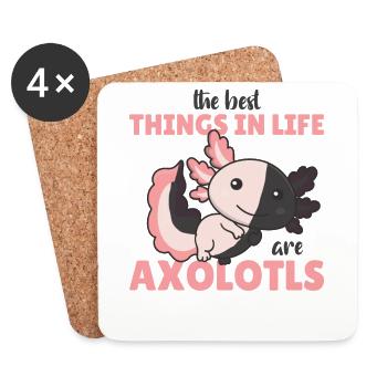 the best things in life are Axolotls süße Axololt - Coasters (set of 4) - white - Front