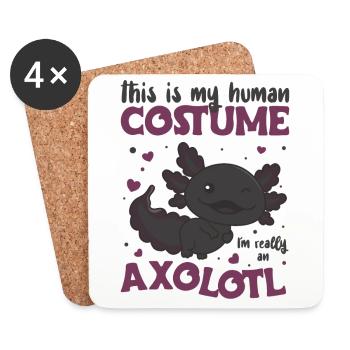 this is my human costume im really an axolotl - Coasters (set of 4) - white - Front