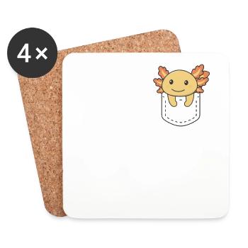 Axolotl dans poche axolotls sucrés dans la poche de poitrine - Dessous de verre (lot de 4) - blanc - Devant
