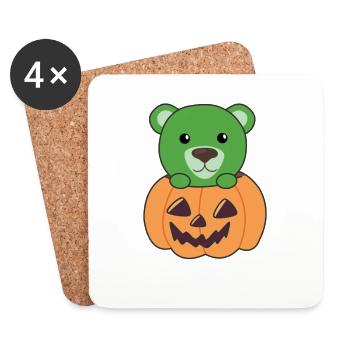 Bear in Pumpkin Cute Bears Happy Halloween - Coasters (set of 4) - white - Front