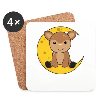 Mond Quokka süße Tiere für Kinder für die Nacht - Untersetzer (4er-Set) - Weiß - Vorne
