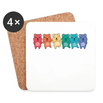 Rainbow Flag Gay Pride LGBTQ Quokka - Coasters (set of 4) - white - Front