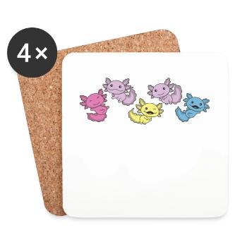 Aporagender Flag Pride LGBTQ Axolotl - Dessous de verre (lot de 4) - blanc - Devant