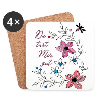 du tust mir gut, Blumenranke - Untersetzer (4er-Set) - Weiß - Vorne