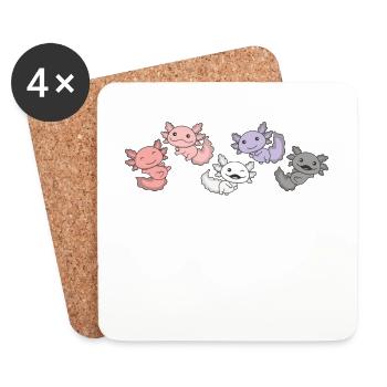 Cupioromantic Flag Pride LGBTQ Axolotl - Coasters (set of 4) - white - Front