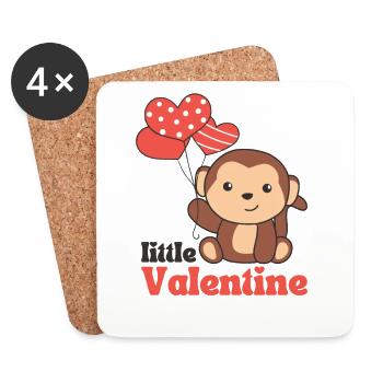 Singe pour la Saint-Valentin petit Valentin - Dessous de verre (lot de 4) - blanc - Devant