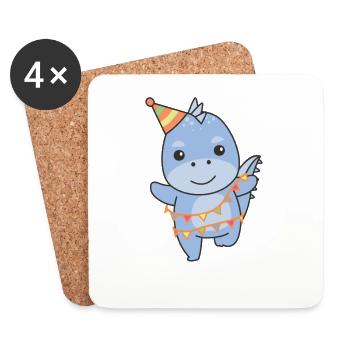Dino pour l’anniversaire des enfants un cadeau - Dessous de verre (lot de 4) - blanc - Devant
