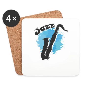 Jazz Music Saxophone Improvised Blues - Coasters (set of 4) - white - Front
