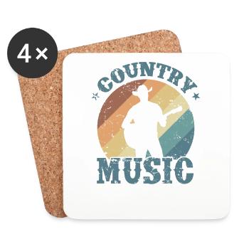 Musique country États-Unis Amérique Cowboys - Dessous de verre (lot de 4) - blanc - Devant