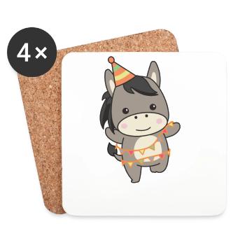Esel zum Geburtstag für Kinder ein Geschenk - Untersetzer (4er-Set) - Weiß - Vorne