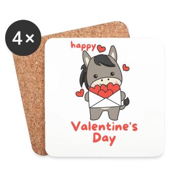 Donkeys for Valentine's Day cute animals with hearts - Coasters (set of 4) - white - Front