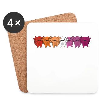 Drapeau lesbien Gay Pride LGBTQ Axolotl - Dessous de verre (lot de 4) - blanc - Devant