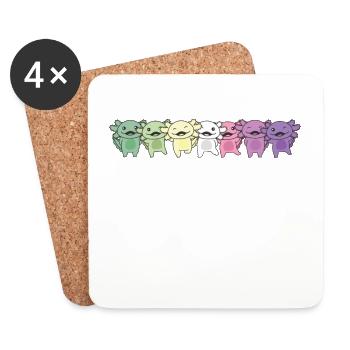 genderfae Flag Pride LGBTQ Axolotl - Dessous de verre (lot de 4) - blanc - Devant
