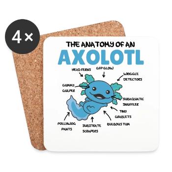 Axolotl Erklärung Anatomy of an Axolotl - Untersetzer (4er-Set) - Weiß - Vorne