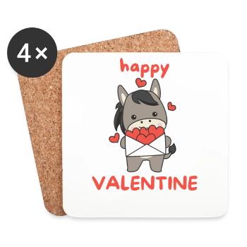 Donkeys for Valentine's Day cute animals with hearts - Coasters (set of 4) - white - Front