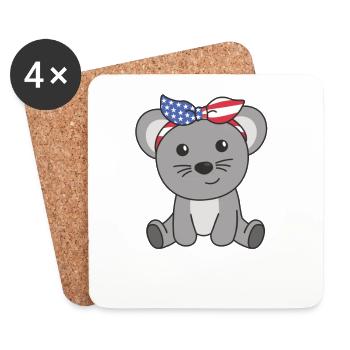 4 juillet American Mouse for Kids USA Mouse - Dessous de verre (lot de 4) - blanc - Devant
