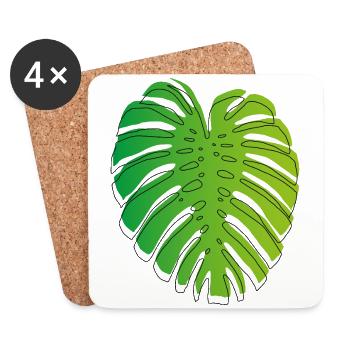 Monstera green - Coasters (set of 4) - white - Front