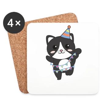 Cat for birthday for children a gift - Coasters (set of 4) - white - Front