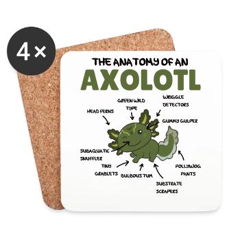 Axolotl Erklärung Anatomy of an Axolotl - Untersetzer (4er-Set) - Weiß - Vorne