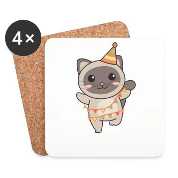 Cat for birthday for children a gift - Coasters (set of 4) - white - Front