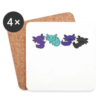 Alexigender Flag Pride LGBTQ Axolotl - Dessous de verre (lot de 4) - blanc - Devant