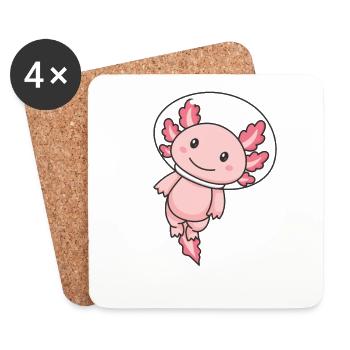 Axolotl Amoureux Animaux mignons Espace Axolotl Tous - Dessous de verre (lot de 4) - blanc - Devant