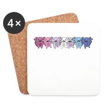Bigender Flag Pride LGBTQ Axolotl - Untersetzer (4er-Set) - Weiß - Vorne