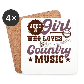 Just a girl who loves country music - Coasters (set of 4) - white - Front