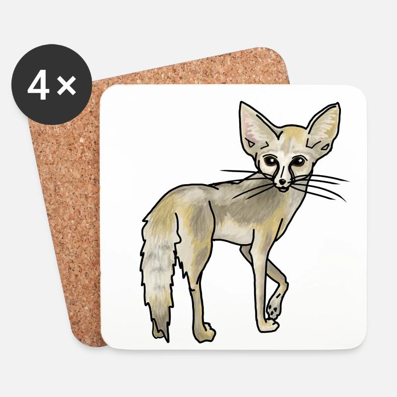 Wüstenfuchs Fennek - Untersetzer (4er-Set) - Weiß