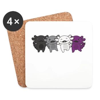 Asexual Flag Pride LGBTQ Axolotl cute animals - Untersetzer (4er-Set) - Weiß - Vorne