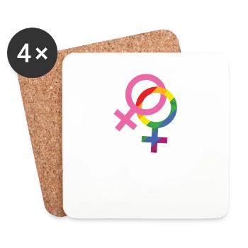 Lesbienne Deux femmes LGBT gay - Dessous de verre (lot de 4) - blanc - Devant