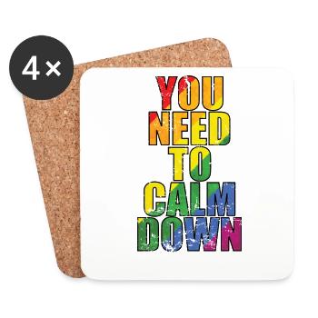 You need to calm down LGBT Regenbogen - Untersetzer (4er-Set) - Weiß - Vorne