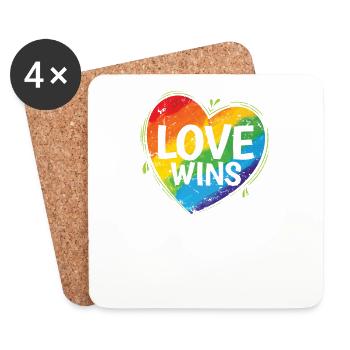 Love wins LGBT tolerance rainbow colors - Coasters (set of 4) - white - Front