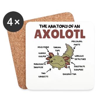Axolotl Explanation Anatomy of an Axolotl - Coasters (set of 4) - white - Front