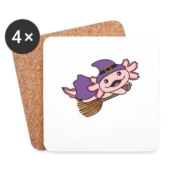 Axolotl Halloween Witch Children Witches Costume - Coasters (set of 4) - white - Front