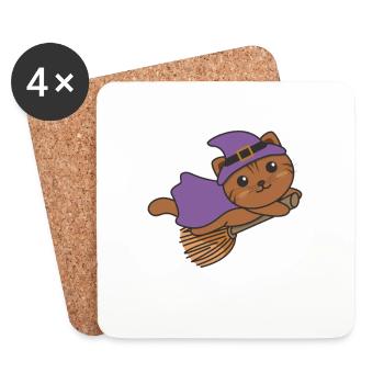 Cat Halloween Witch Children Witches Costume - Coasters (set of 4) - white - Front
