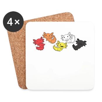 Lithsexual Flag Pride LGBTQ Axolotl - Dessous de verre (lot de 4) - blanc - Devant