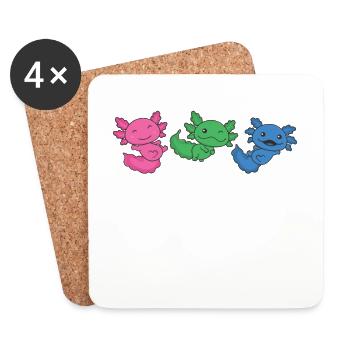 Polysexual Flag Pride LGBTQ Axolotl - Dessous de verre (lot de 4) - blanc - Devant