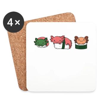 Sushi Axolotls kawaii Sushi Axolotl - Untersetzer (4er-Set) - Weiß - Vorne