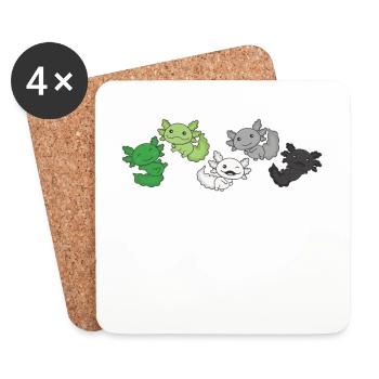 Aromantic Flag Pride LGBTQ Axolotl Aromantisch - Coasters (set of 4) - white - Front