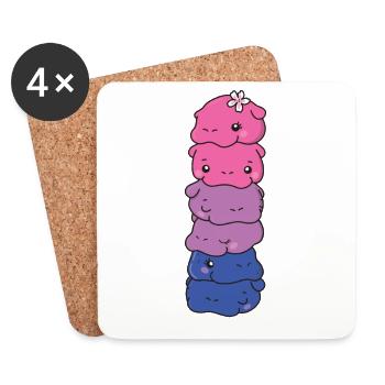 Bi Flag Pride LGBTQ Mignon Hippopotame - Dessous de verre (lot de 4) - blanc - Devant