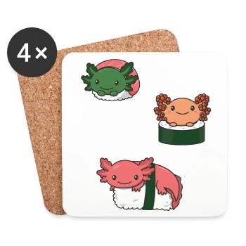 Sushi Axolotls kawaii Sushi Axolotl - Untersetzer (4er-Set) - Weiß - Vorne