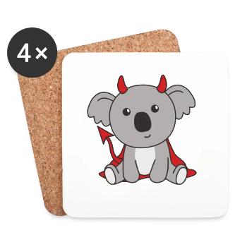 Koala Halloween Cute Devil Children Witches Costume - Coasters (set of 4) - white - Front