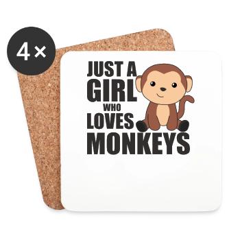 Only a girl who loves monkeys - sweet monkey - Coasters (set of 4) - white - Front
