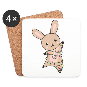 Hase fröhliche Weihnachten Winter Tiere Hasen - Untersetzer (4er-Set) - Weiß - Vorne