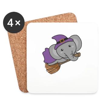 Elephant Halloween Witch Children Witches Costume - Coasters (set of 4) - white - Front