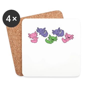 Drapeau trigenre Pride LGBTQ Axolotl - Dessous de verre (lot de 4) - blanc - Devant